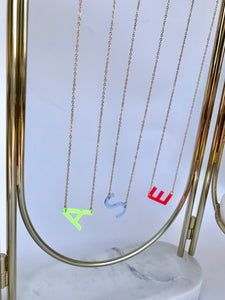 Petite Acrylic Initials Necklace - Neon