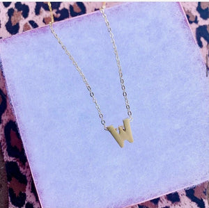 Matte gold initial necklace