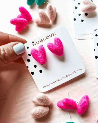 Whimsy felt heart studs